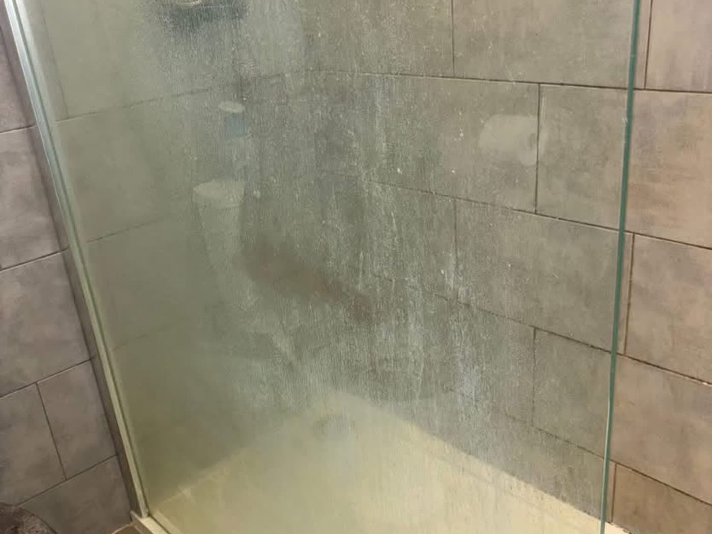 Before: Shower screen and tray, before and after